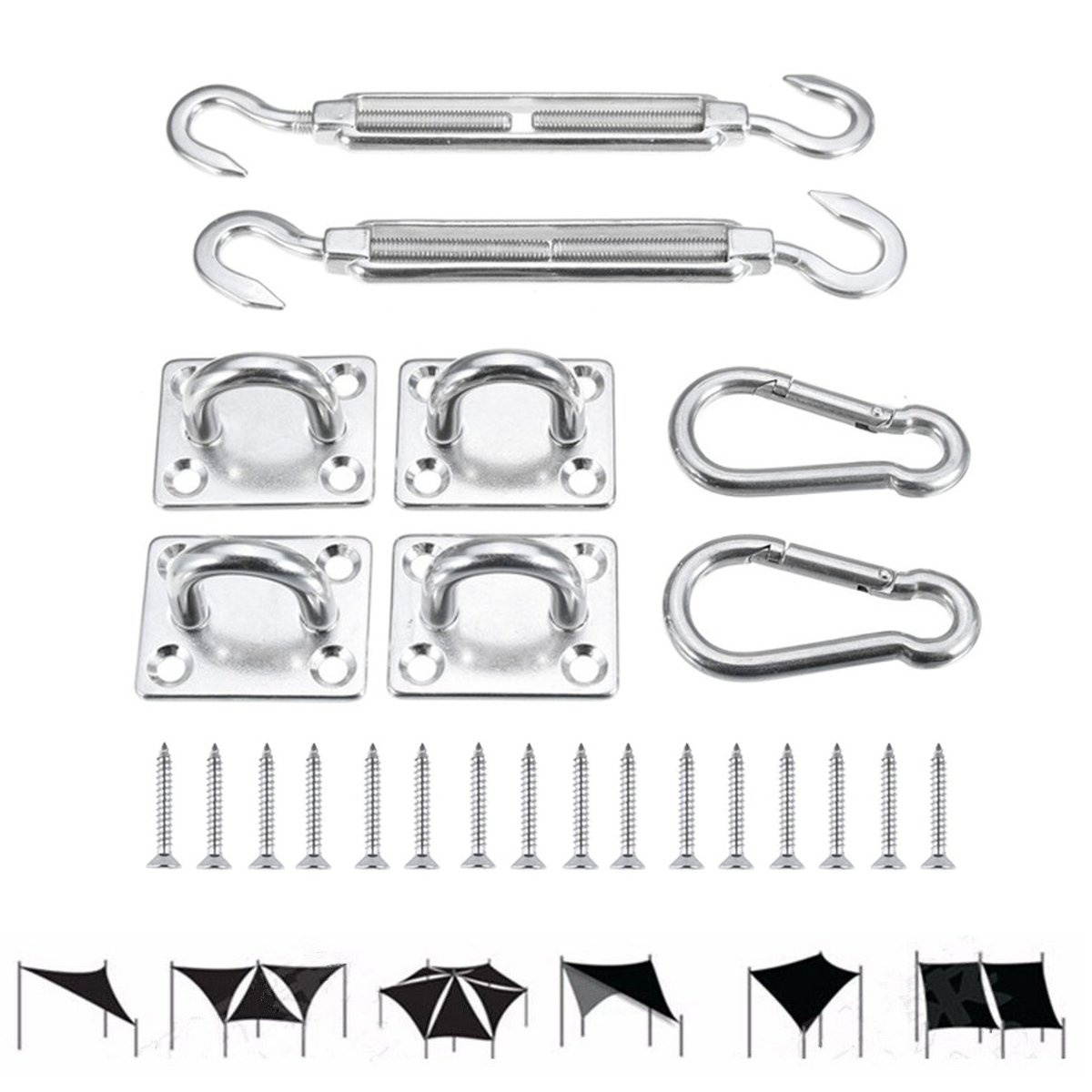 Mounting Screw Stainless Steel Sun Sail Shade Canopy Fixing Fittings Hardware Accessory Kit M8