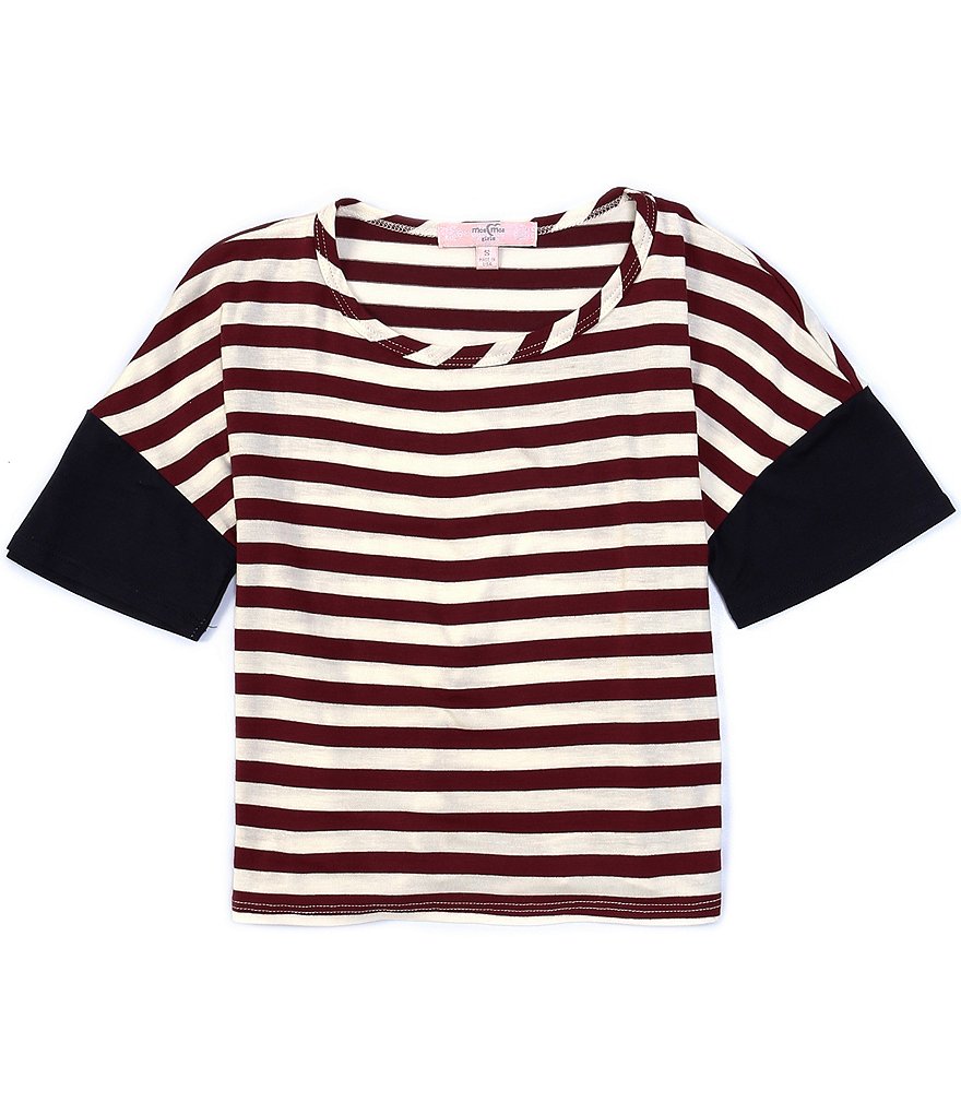 Moa Moa Big Girls 7-16 Contrast Short-Sleeve Striped Knit Tee