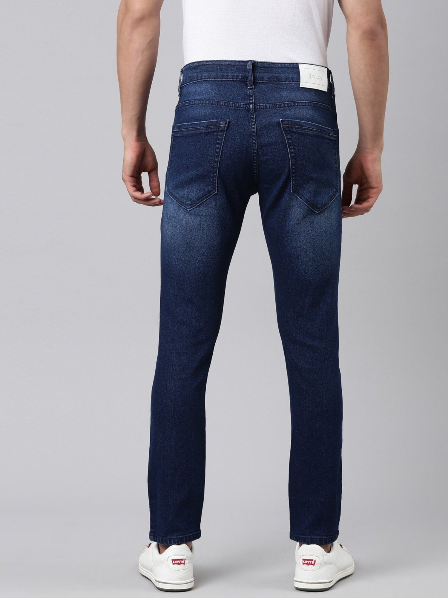 CINOCCI Dark Navy Cotton Slim Fit Jeans