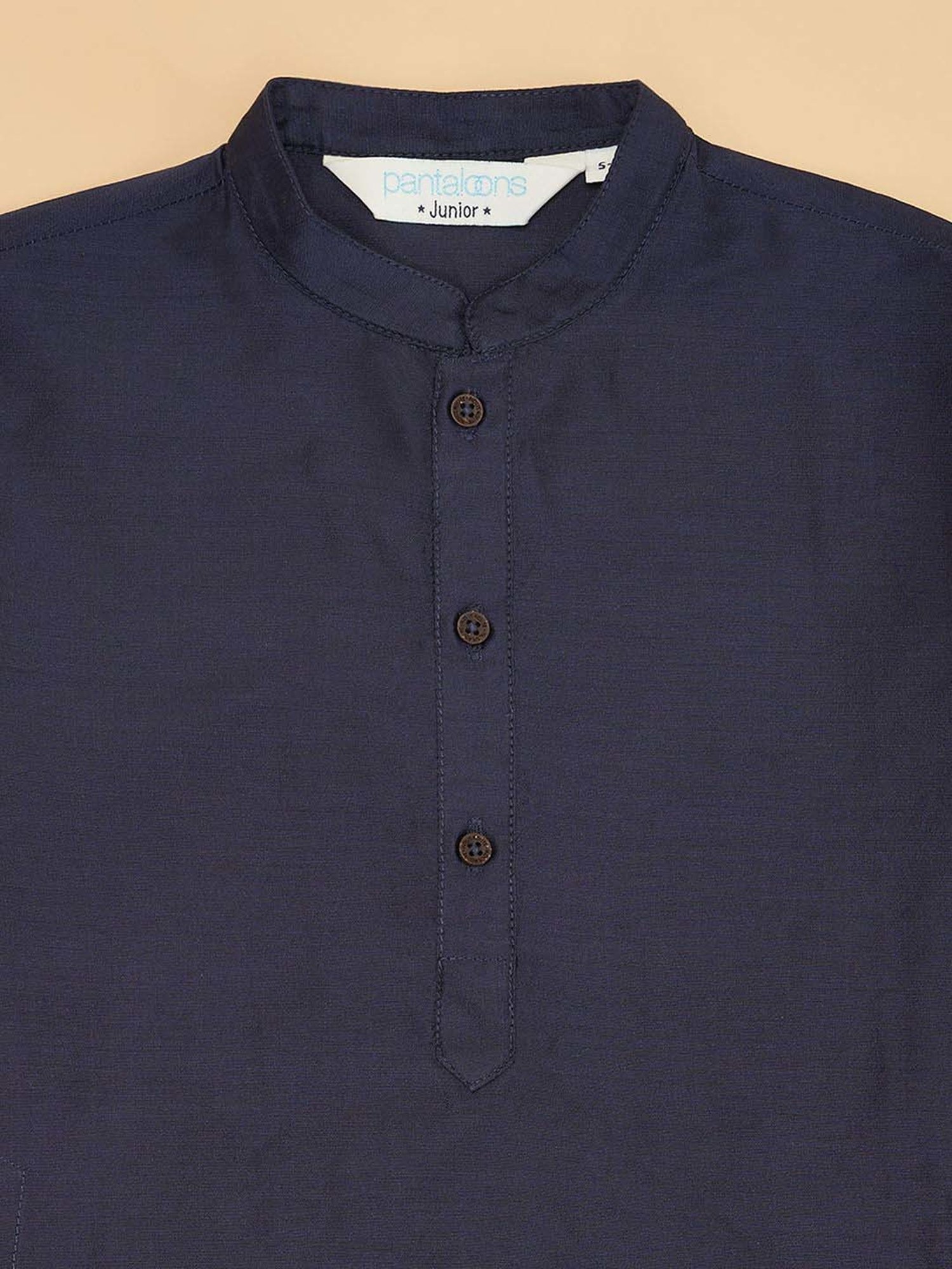 Indus Route by Pantaloons Boys Midnight Navy Solid Full Sleeves Kurta Sets