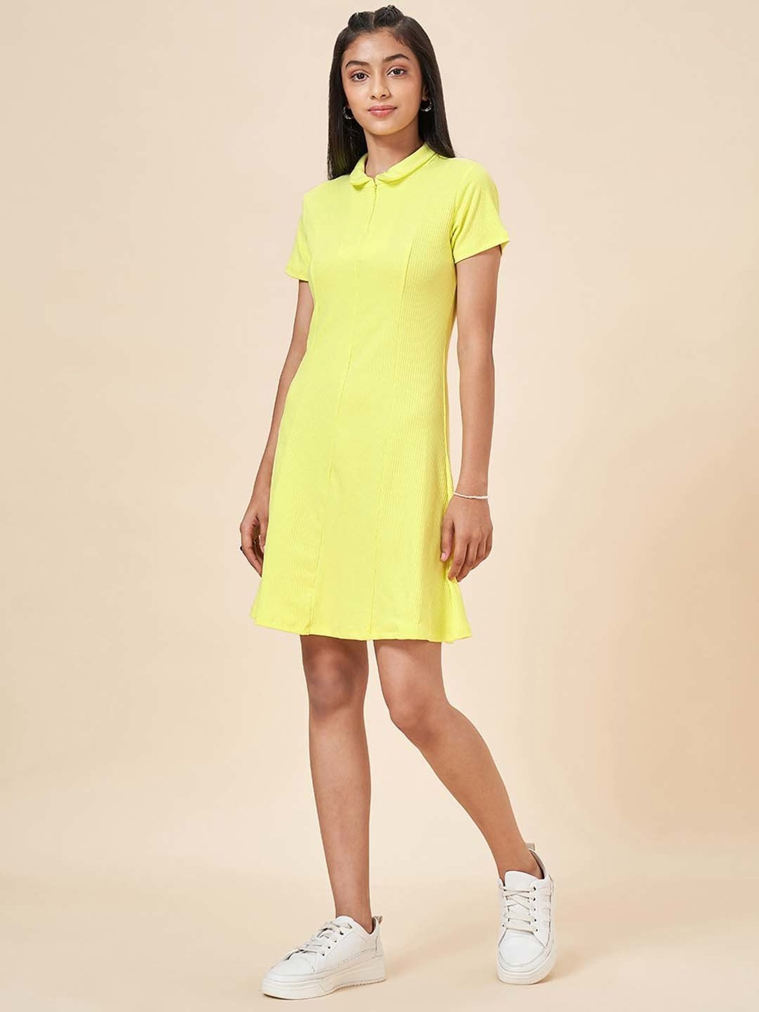 Coolsters by Pantaloons Kids Lime Green Cotton Regular Fit Dress