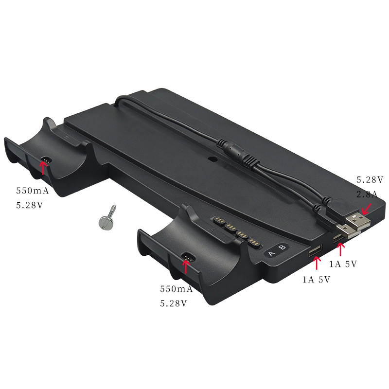 PS5 Stand with Cooling Fan and Controller Charger, Vertical Stand for PS5 Disc/Digital Edition, Dual Controller Charger and Extra USB Ports, 3 Levels Adjustable Fan Speed, Hold 11 Games