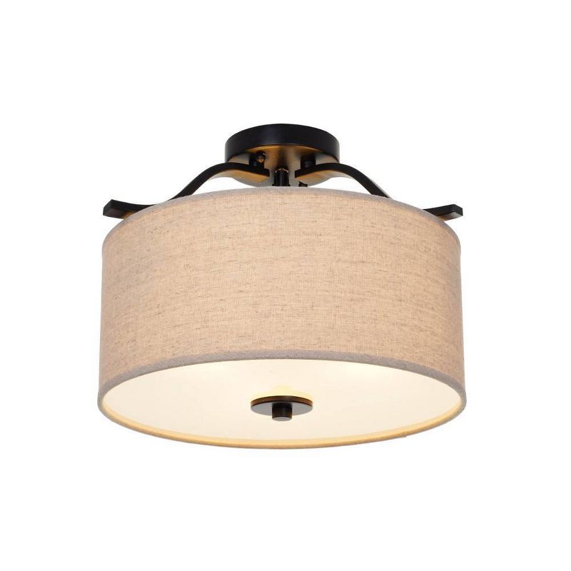 11.5" Three Light Semi-Flush Ceiling Light Bronze - Cresswell Lighting