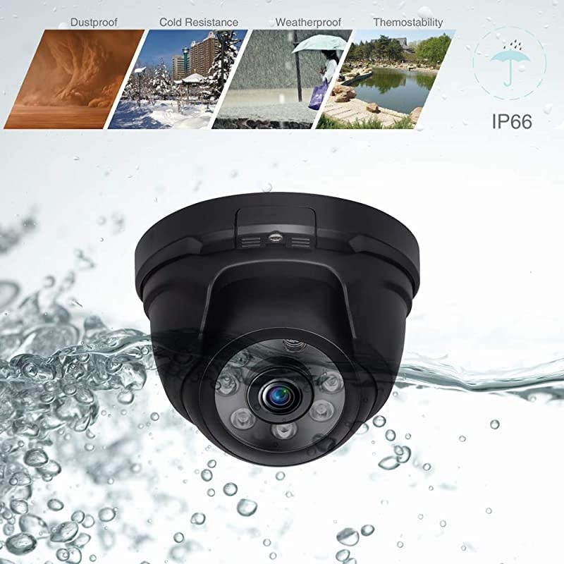 Full HD 1080P 20MP IndoorOutdoor Dome CameraFull Metal HousingNight Vision up to 65 Ft6PCS Infrared LED with IR CutSuitable for TVI and Hybrid Security Camera System and DVRBlack