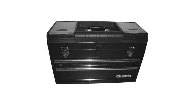 WESTWARD 44ZJ87 20-1/2"W Steel, Black Portable Tool Box, Powder Coated, 14"H