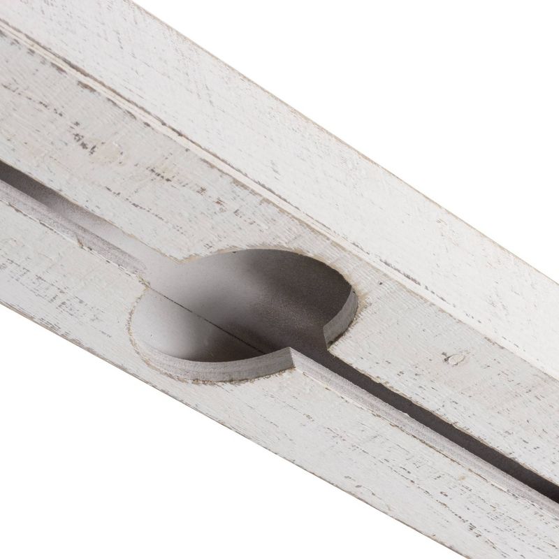 Wooden Floating Wine Glass Shelf Whitewashed - Crystal Art Gallery