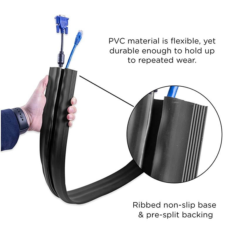 Black 10 Ft Floor Cord Cover Rubber Low Profile Cable Protector 49628