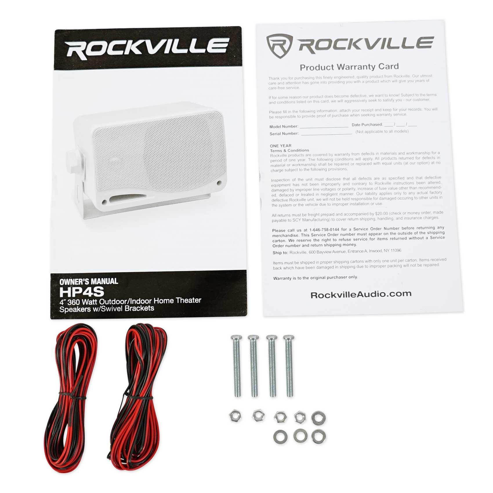 Pair Rockville HP4S 4" Outdoor/Indoor Home Theater Speakers w/ Swivel Bracket