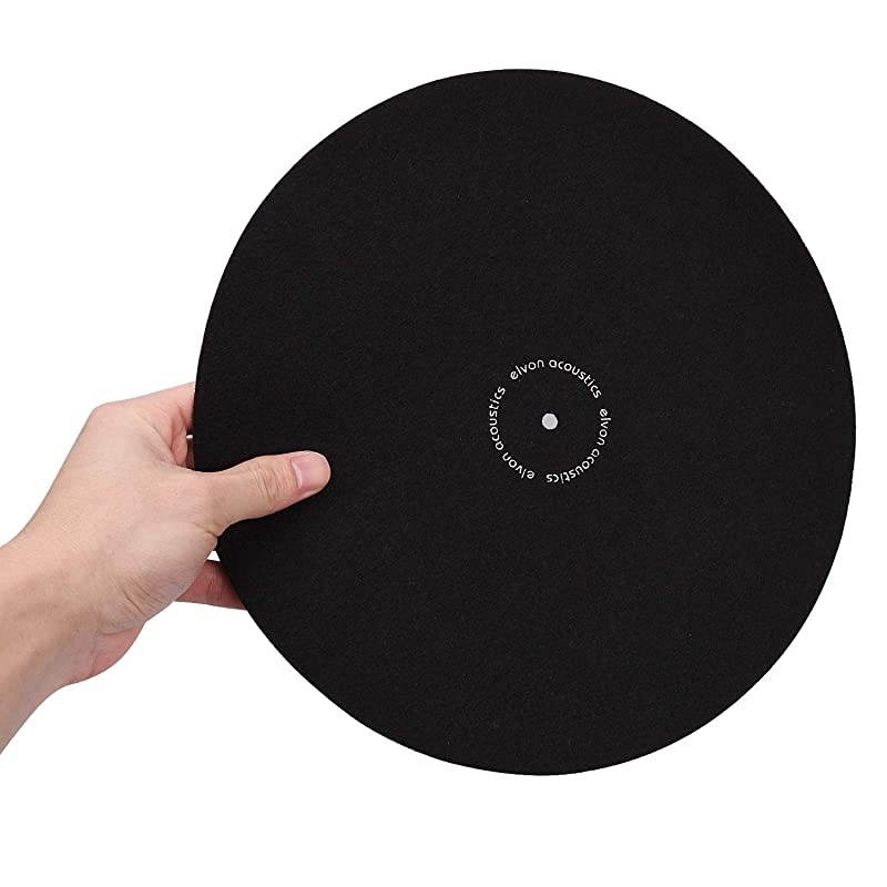 Turntable Slipmat Anti-Static Wool Mat - 12 inches Phonograph LP Vinyl Record Player Black Mat - Improves Sound & Reduces Noise