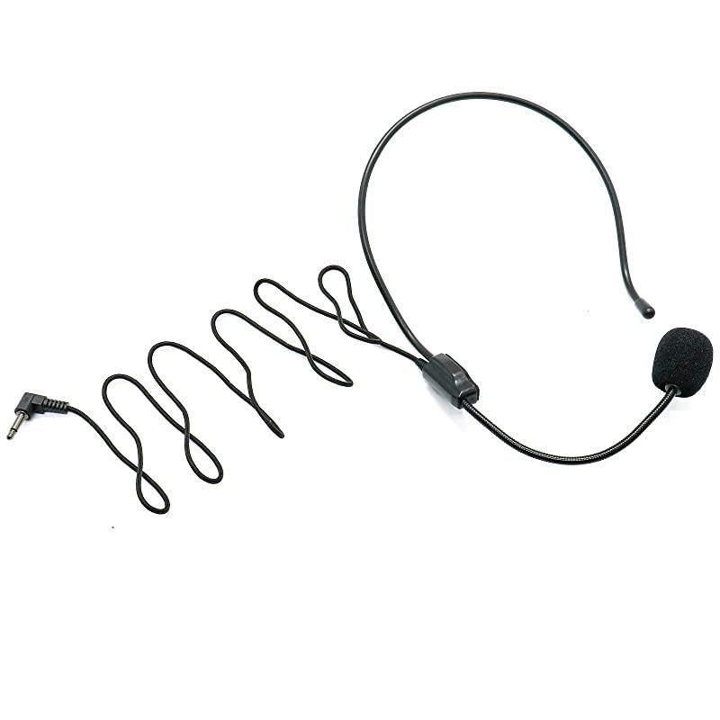 of 2 HeadMicrophone Flexible Wired Boom for Voice AmplifierTeachers Speakers Coaches Presentations Seniors and More Black