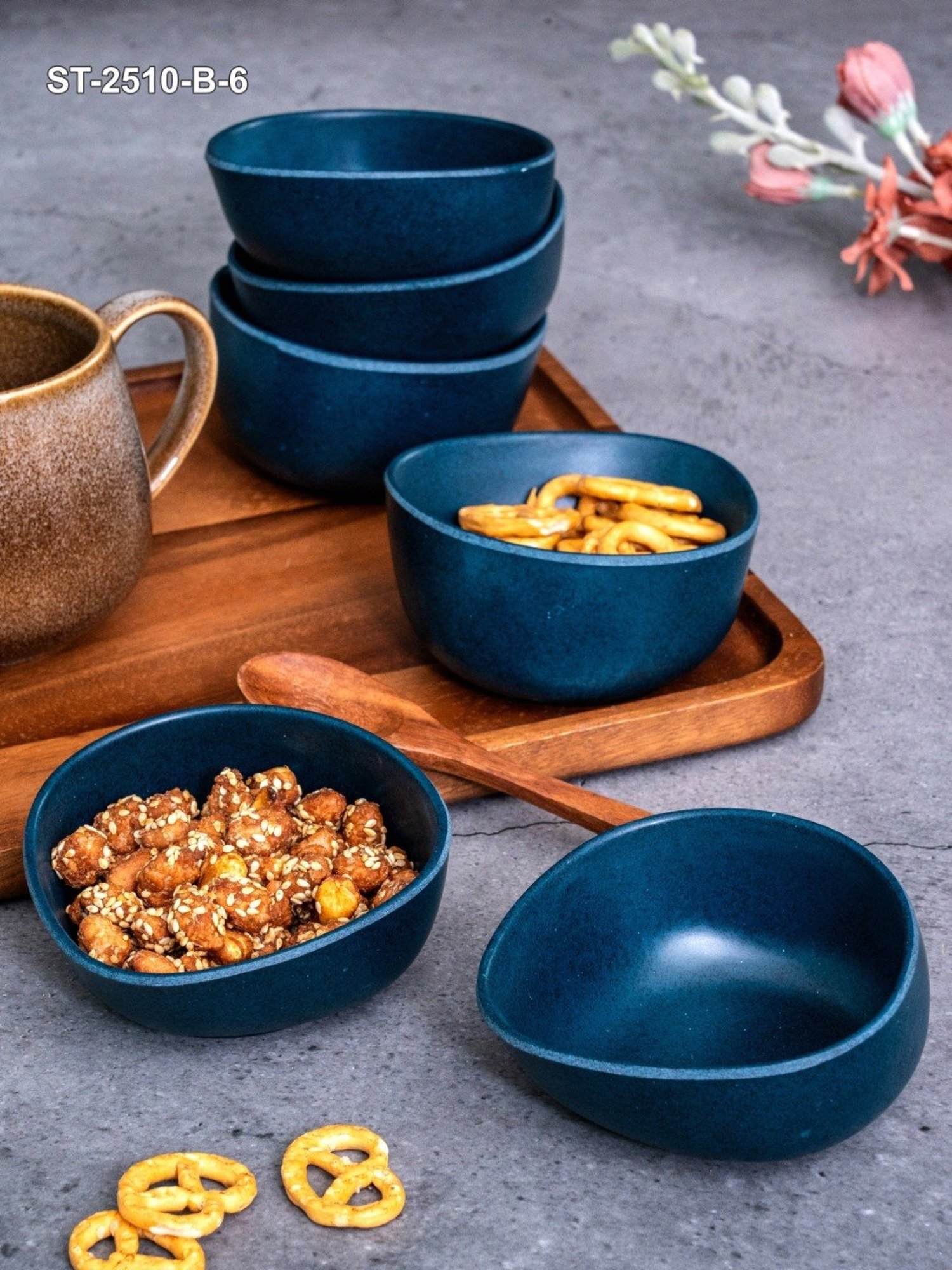 Stehlen Blue Melamine Retro Bowl - Set of 6