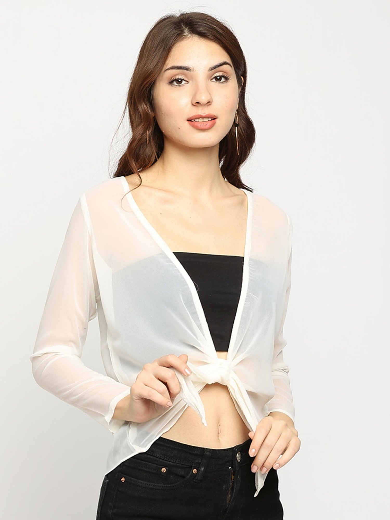 Ira Soleil White Plain Shrug