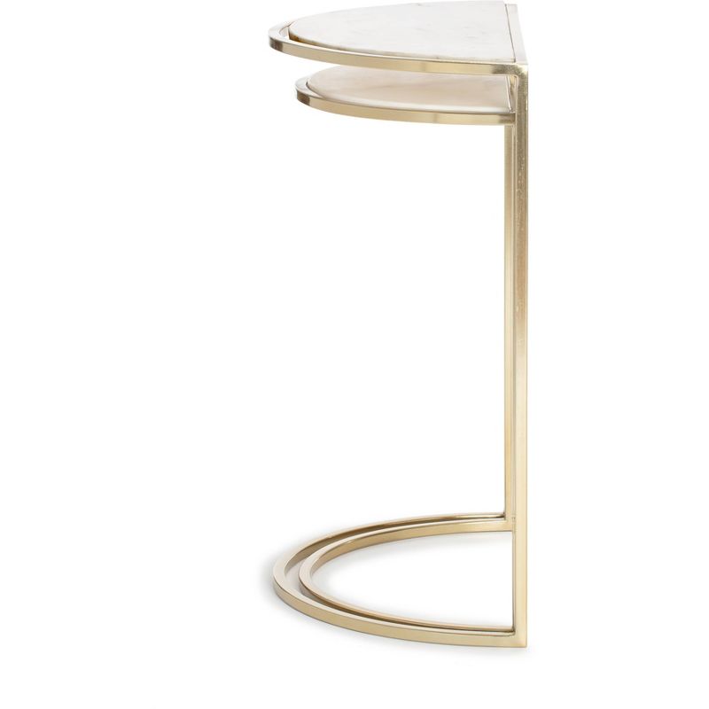 Set of 2 Kingston Nesting Side Tables White/Gold - Adore Decor