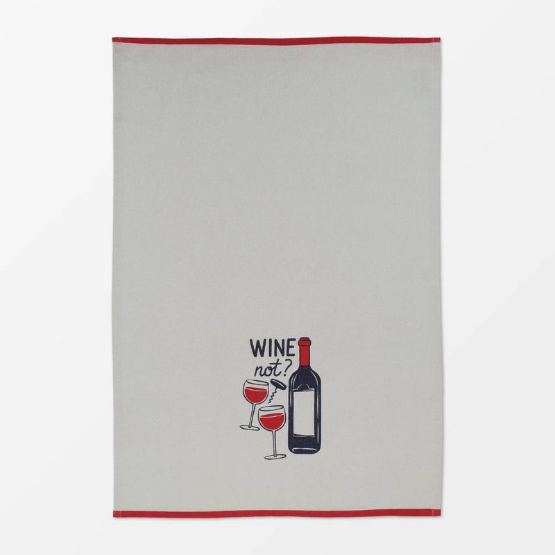 2pk Designer Wine Not Print Towel Gray - MU Kitchen