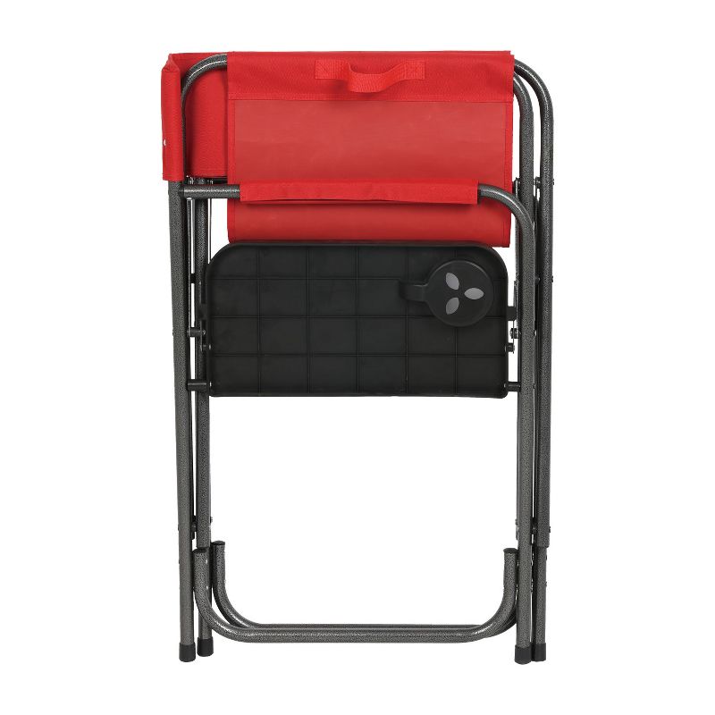 Portal Indoor Outdoor Portable Lightweight Steel Frame Folding Camping Directors Chair with Side Table, Red (2 Pack)