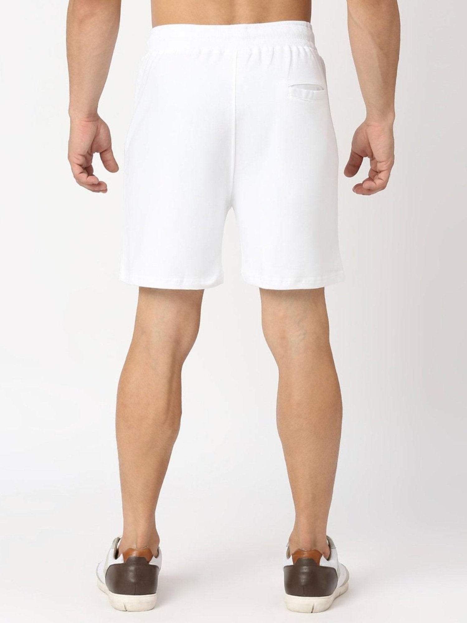 The Daily Outfits White Cotton Regular Fit Shorts