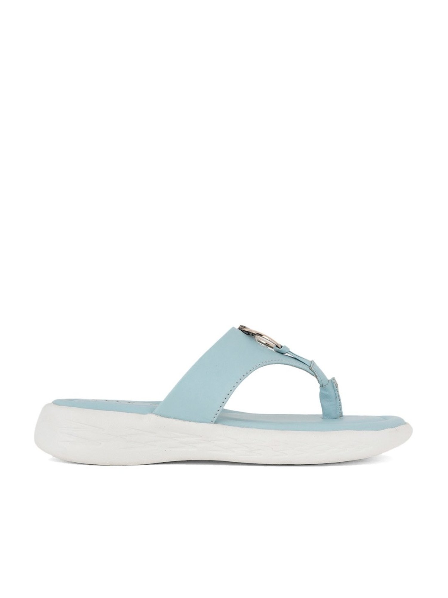 Elle Women's Sky-Blue Thong Wedges