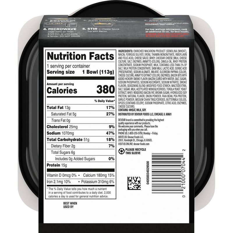 Devour Sharp Cheddar Mac & Cheese with Bacon - 4oz