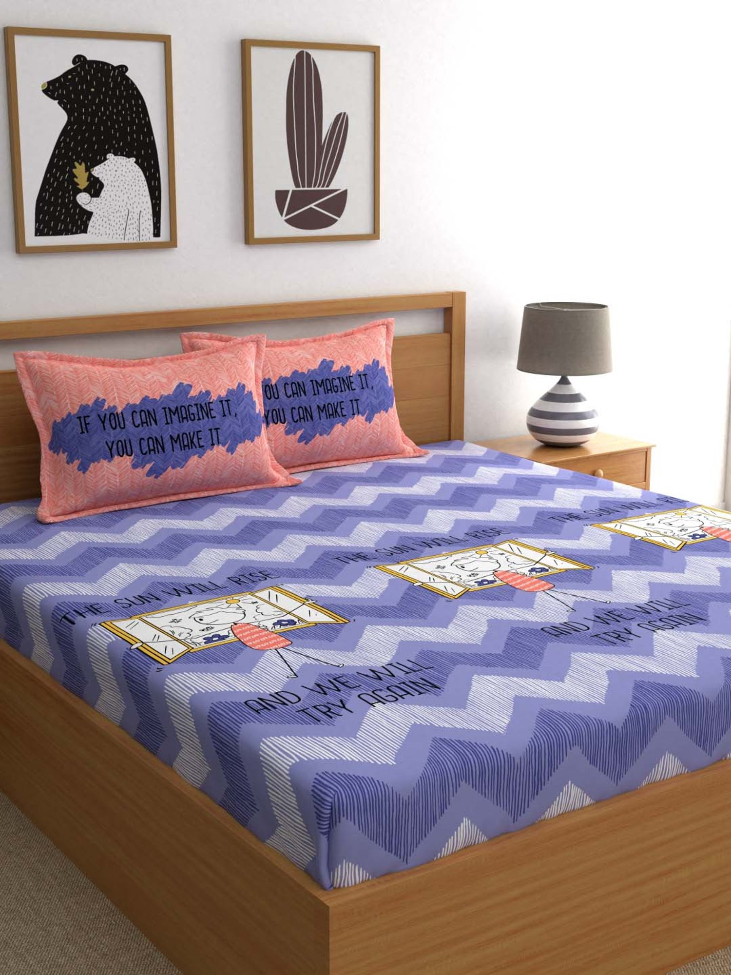 My Room Purple 210 TC Cotton Bed Sheet Set