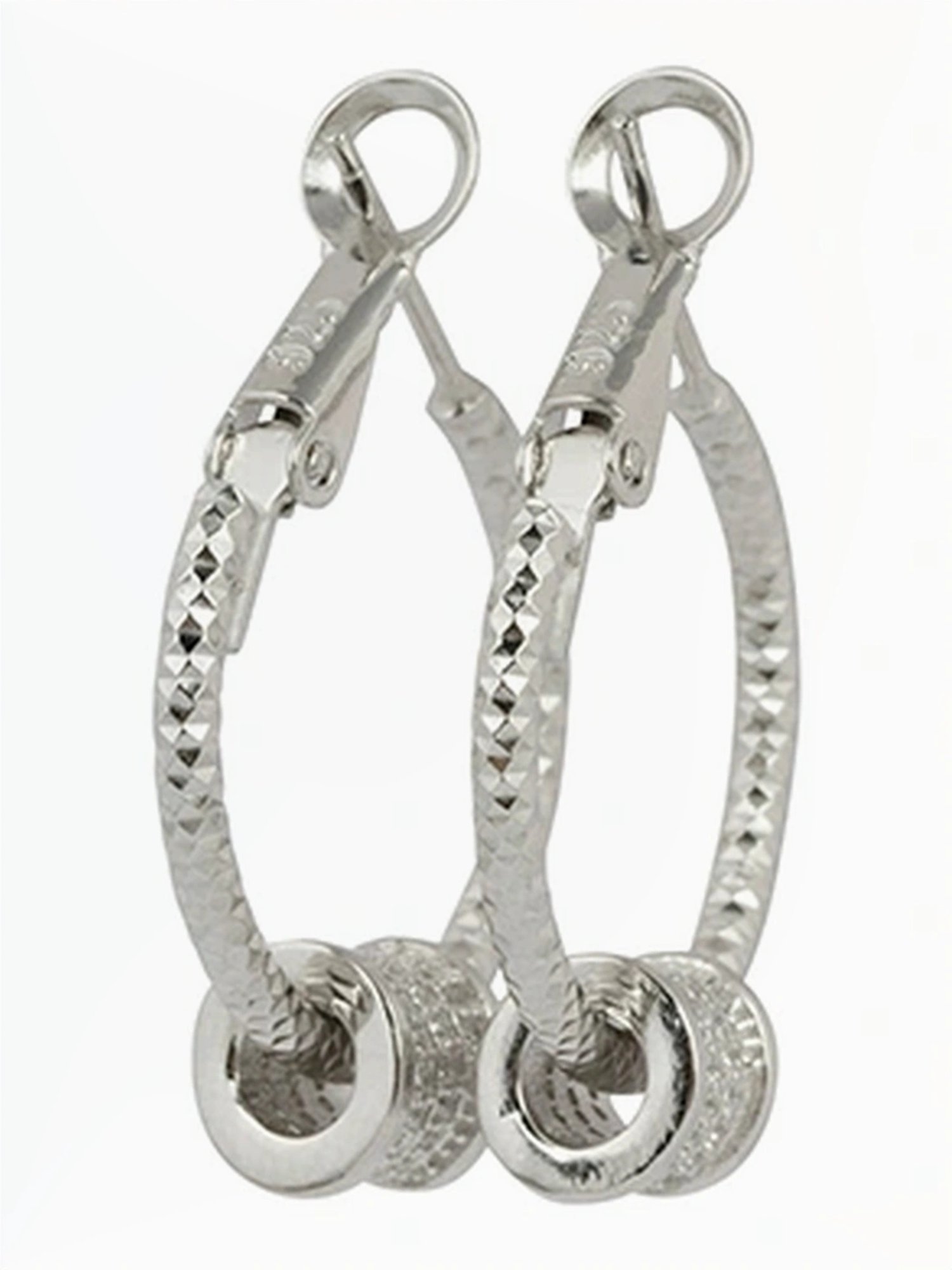 Touch925 Sterling Silver Oval Hoop Hollow Charms for Women & Girls