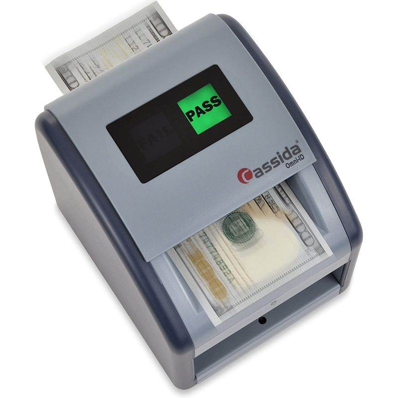 Cassida Omni-ID 2-in-1 Currency Counterfeit Detector with UV Identification Verification Lights &ndash; Bill Checker with Infrared, Magnetic and Ultraviolet Sensors - Easy to Read Pass/Fail Display