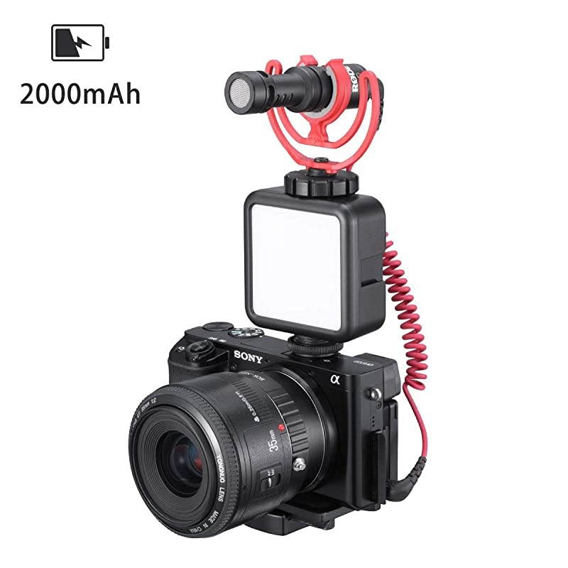 VL49 2000mAh LED Video Light w 3 Cold Shoe Rechargeable Soft Light Panel for DJI OSMO Mobile 3 OM 4 Pocket Zhiyun Smooth Sony ZV1 A7 III RX100 VII Canon G7X III A6400 Camera GoPro 8 Vlogging