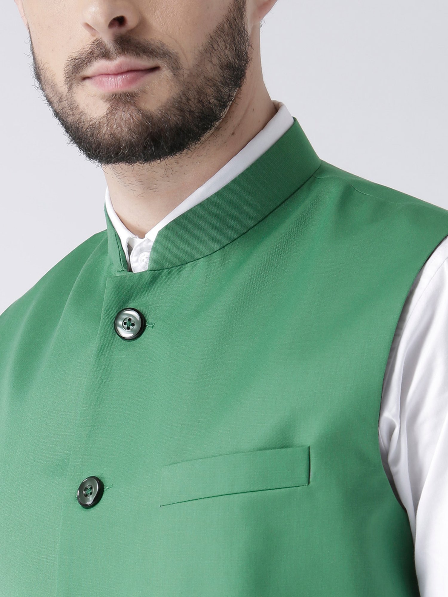 Hangup Plus Green Regular Fit Nehru Jacket