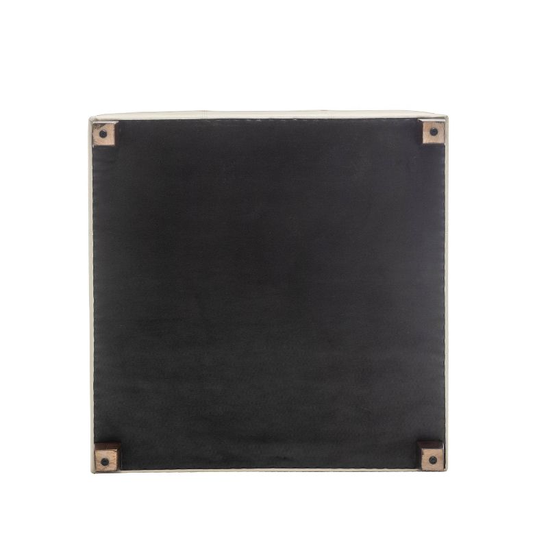 40" Square Rectangle Ottoman with Pillowtop and Exposed Stitching Cream Faux Leather - WOVENBYRD