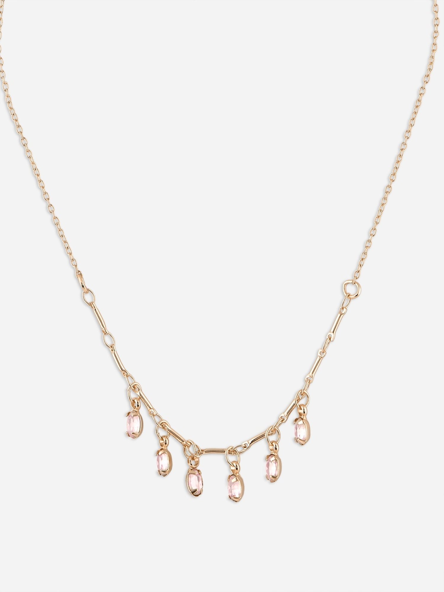 Toniq Gold Pink Multi Charm Crystal Choker Necklace