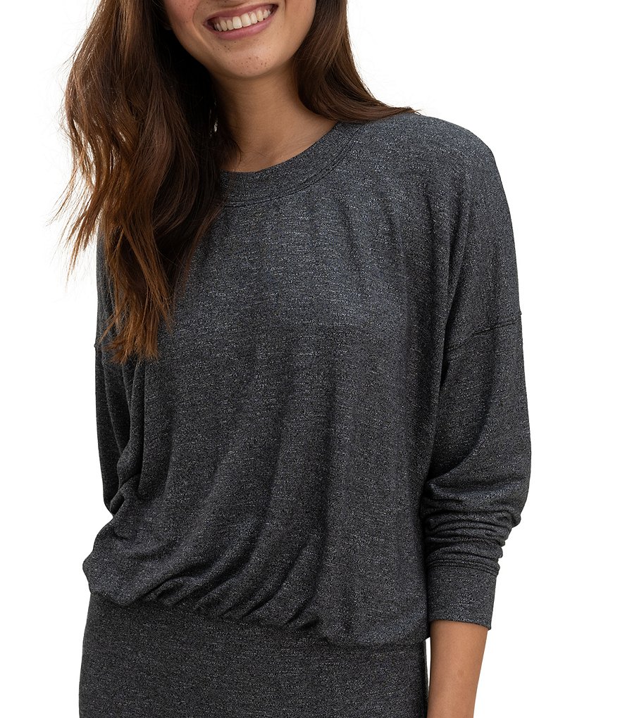 Splendid Knit Long Sleeve Jewel Neck Coordinating Bubble Pullover