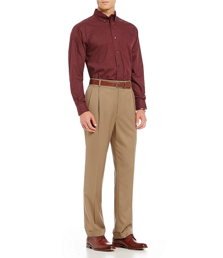 Roundtree & Yorke Big & Tall TravelSmart Pleated Front Relaxed Solid Dress Pants