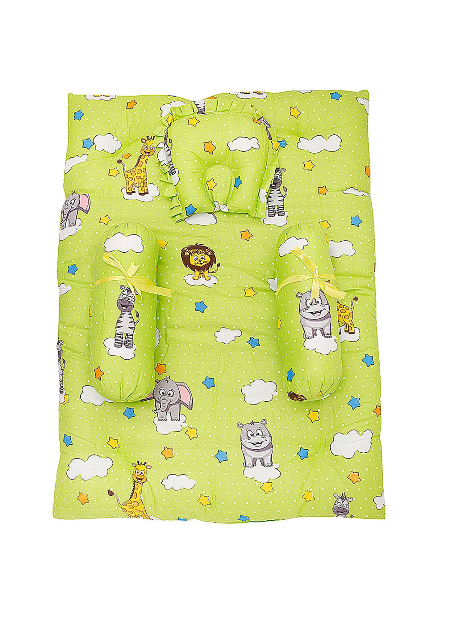 Baby Moo Fun In The Jungle Green Mattress Set with Neck Pillow and Bolsters