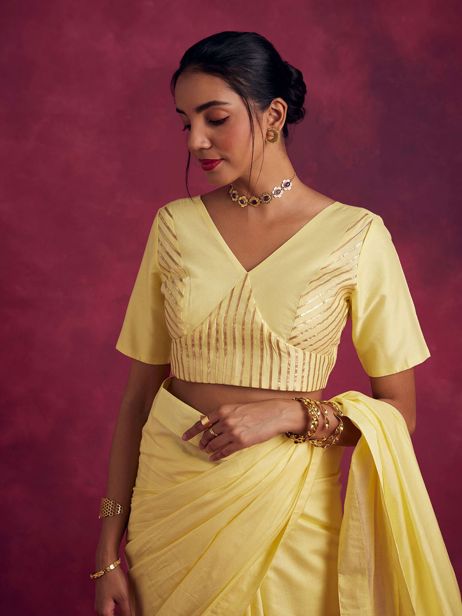 Abhishti Yellow Gota Patti Blouse