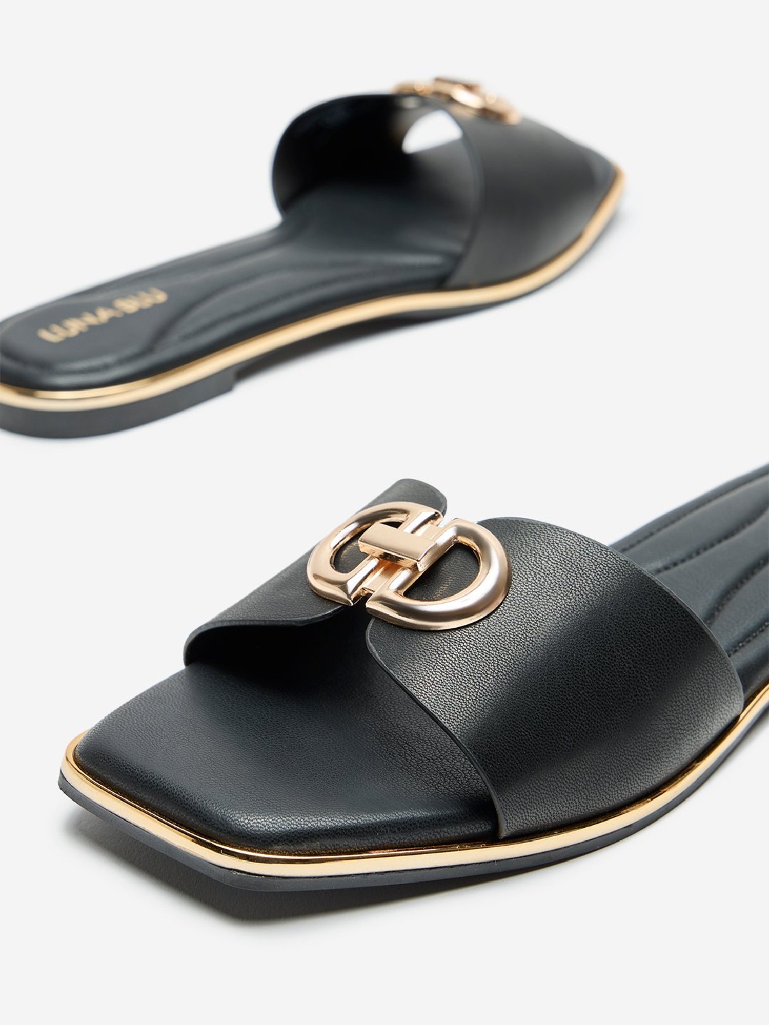 LUNA BLU by Westside Black Metal-Detailed Mule Slides