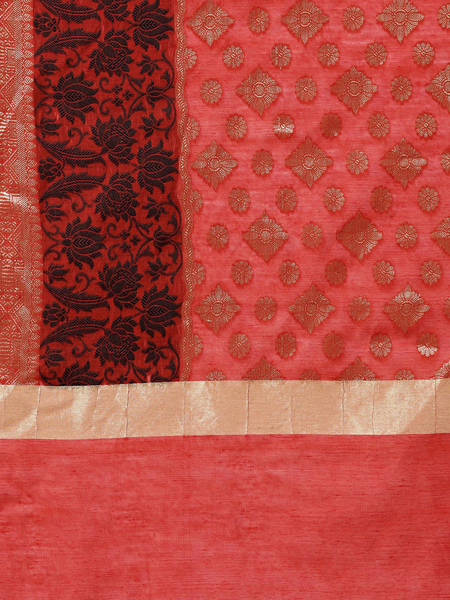 Chhabra 555 Black & Red Woven Pattern Unstitched Dress Material With Dupatta