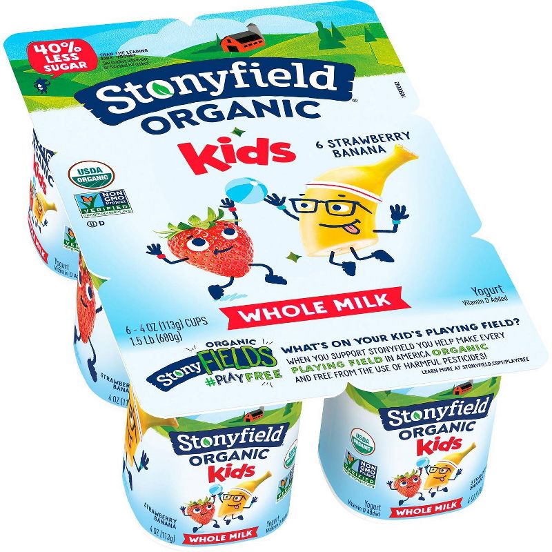 Stonyfield Organic Kids' Strawberry Banana Whole Milk Yogurt - 6ct/4oz Cups