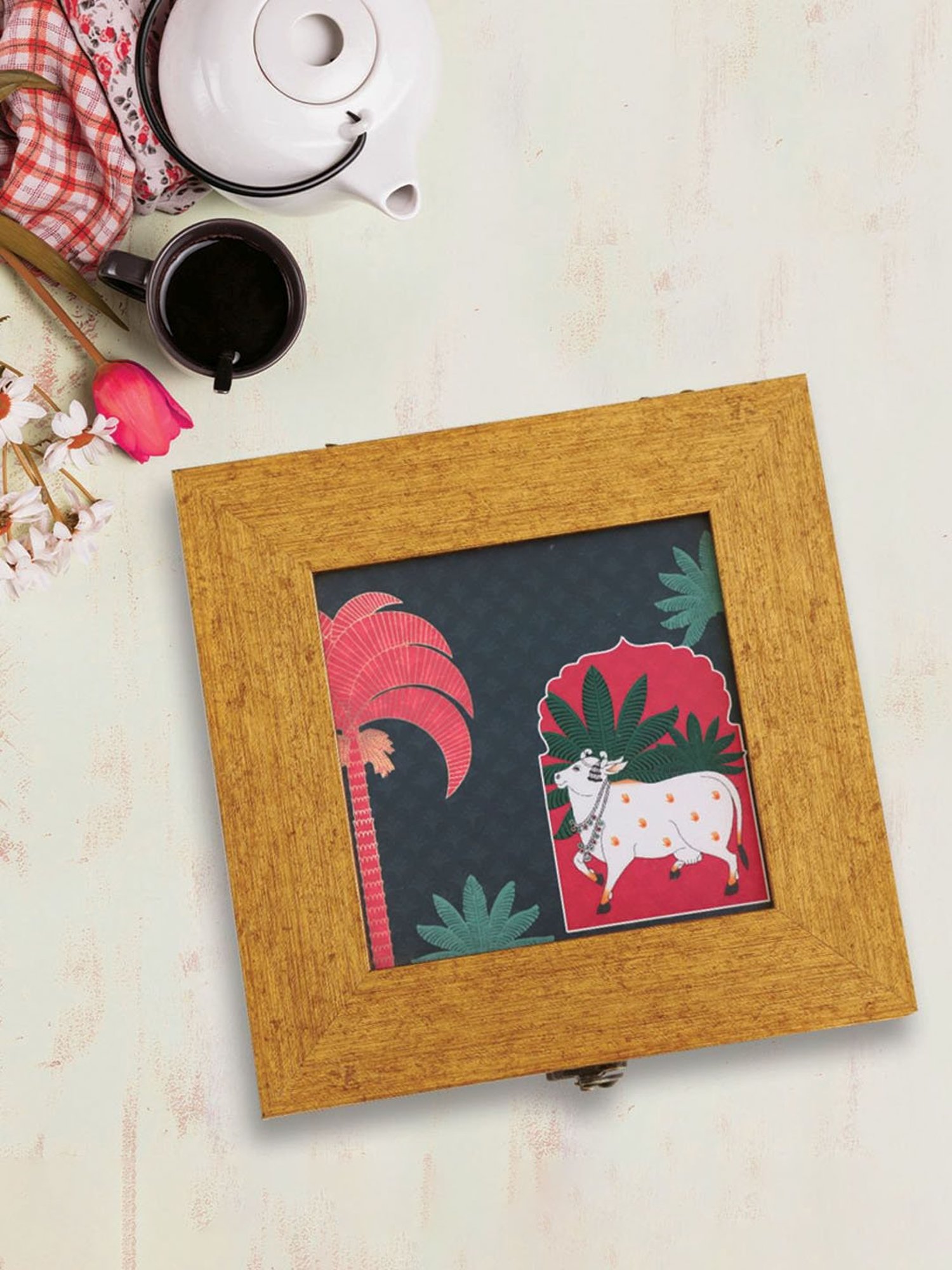 ICraft Multicolour MDF Shwet Pichwai Series Storage Box - Set of 1