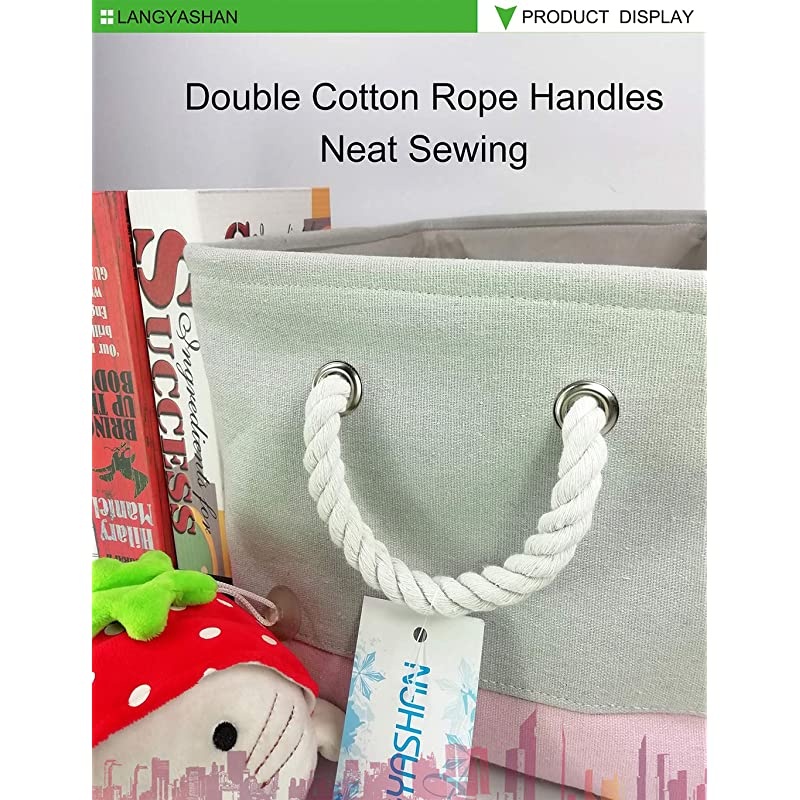 Storage Basket Collapse Canvas Fabric Cartoon Storage Bin with Handles for Organizing HomeKitchenKids ToyOfficeClosetShelf Baskets Rec lace