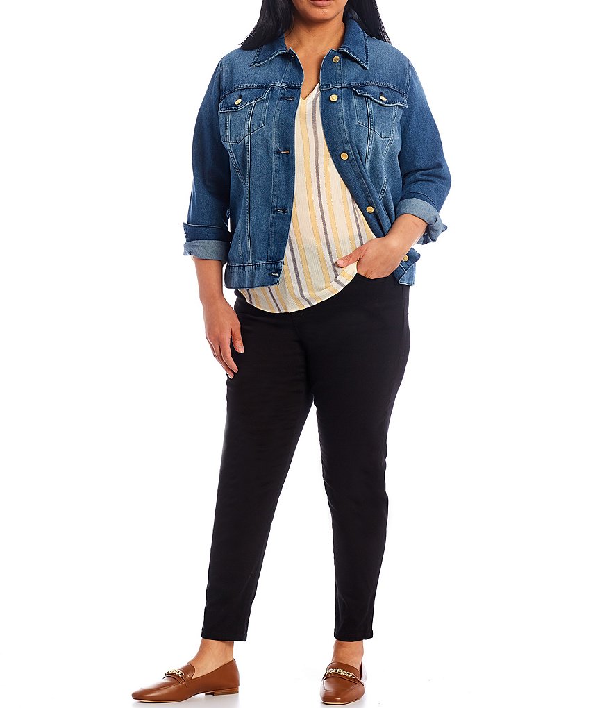 Ali Miles Plus Size Mixed Animal Print Open-Front Drop Needle Onion Skin Jacket