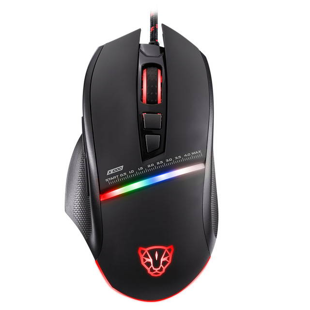 MOTOSPEED V10 Gaming Mouse Adjustable 4000DPI Game Mice Optical USB Wired 7 Buttons Colorful LED Breathing Backlit For Desktop