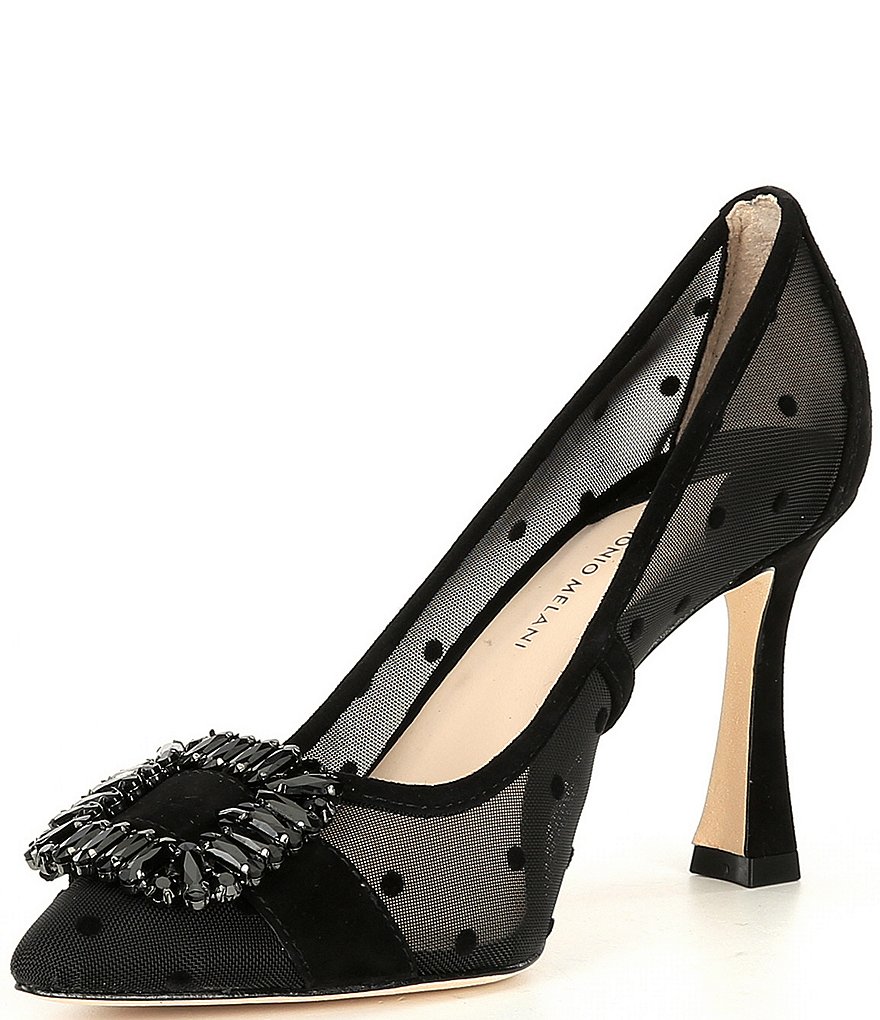 Antonio Melani Siendra Two Dot Mesh Fabric Rhinestone Ornament Detail Pumps