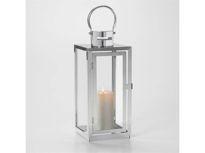15" Daphne Stainless Steel Metal Outdoor Lantern with Door - Smart Living
