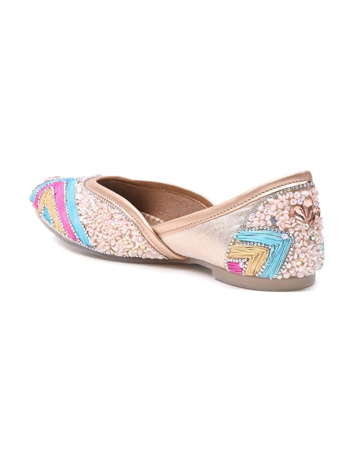 Jove Women's Rose Gold Ethnic Juttis