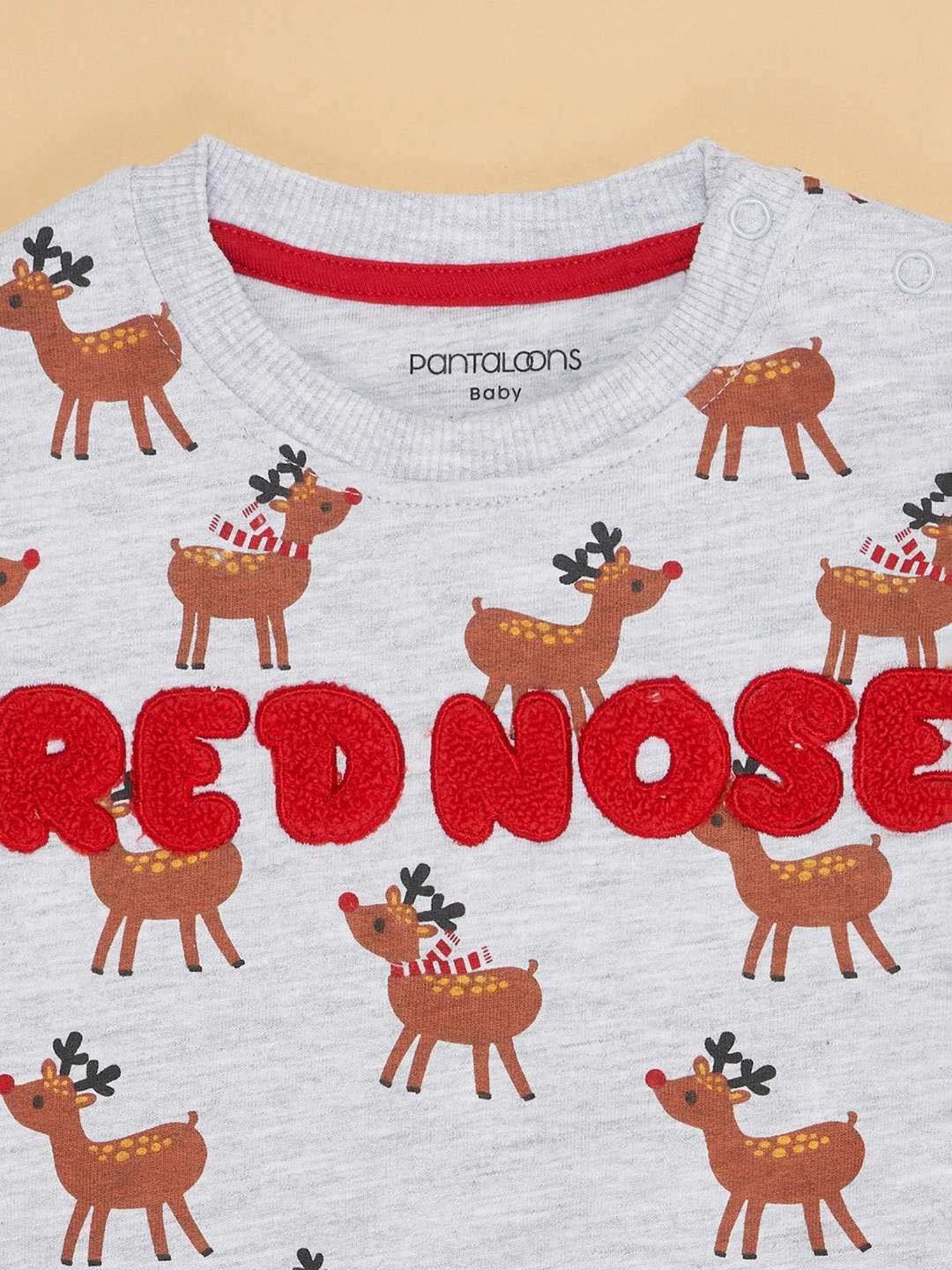 Pantaloons Baby Kids Grey & Red Cotton Printed Full Sleeves Sweatshirt