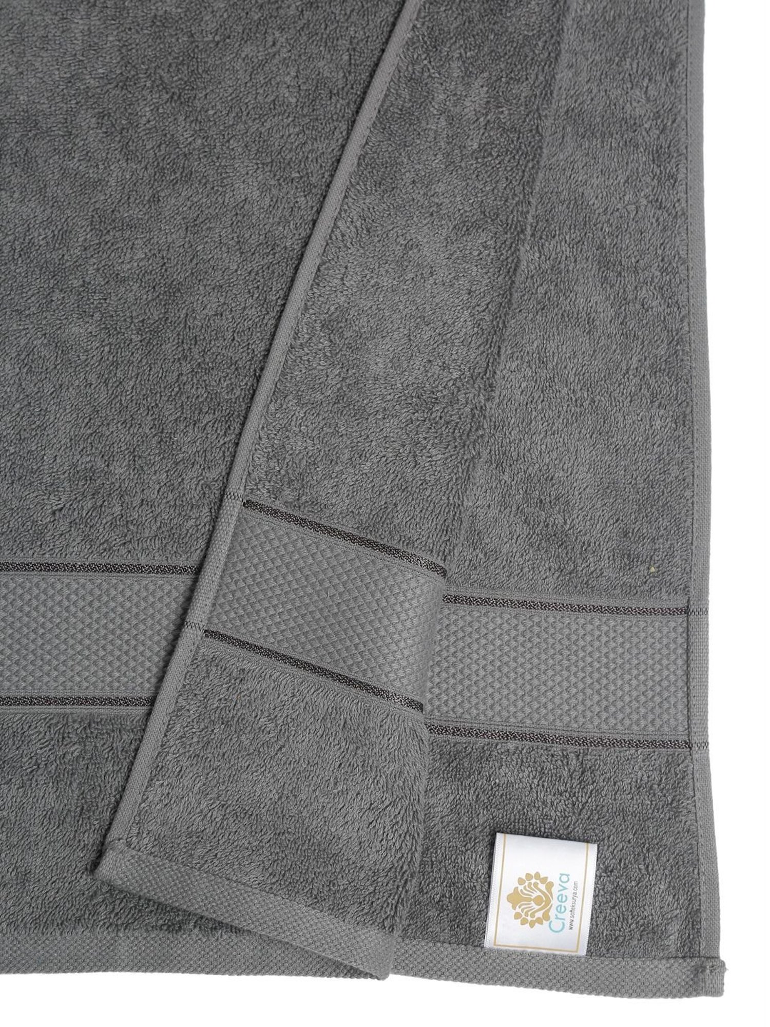 Creeva Grey 525 GSM Cotton Bath Towel