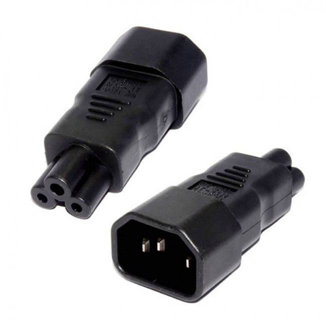 Jimier IEC 320 Adapter 3 Poles Socket C14 to Cloverleaf Plug Micky C5 Straight Extension Power Adapter PW-125-BK