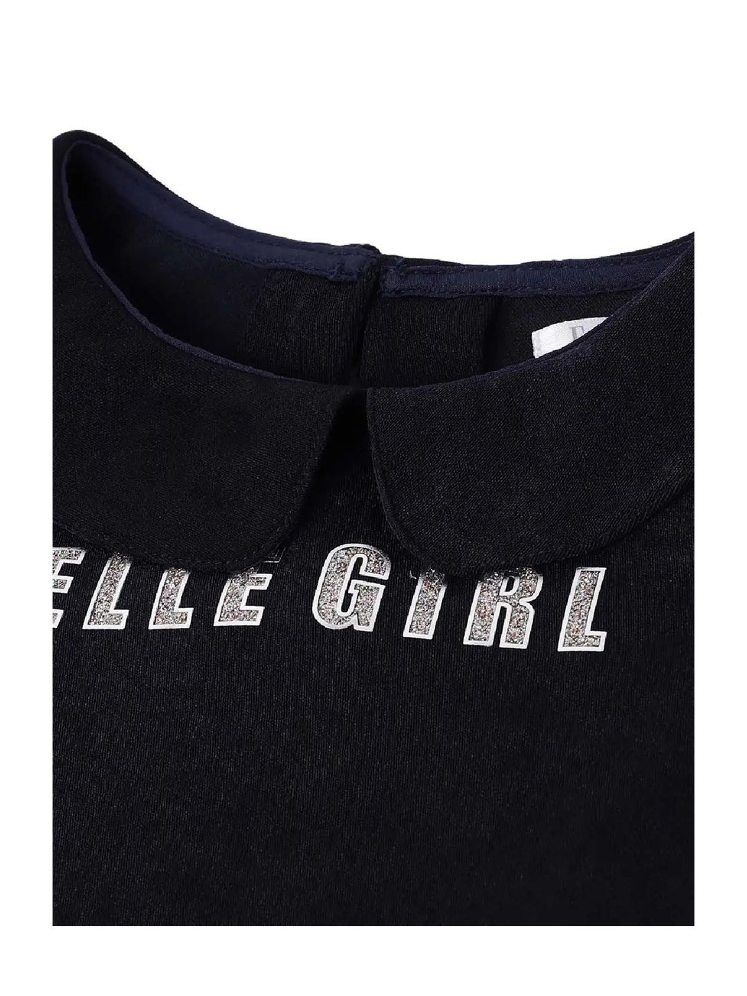 Elle Kids Navy Logo Print Full Sleeves Dress