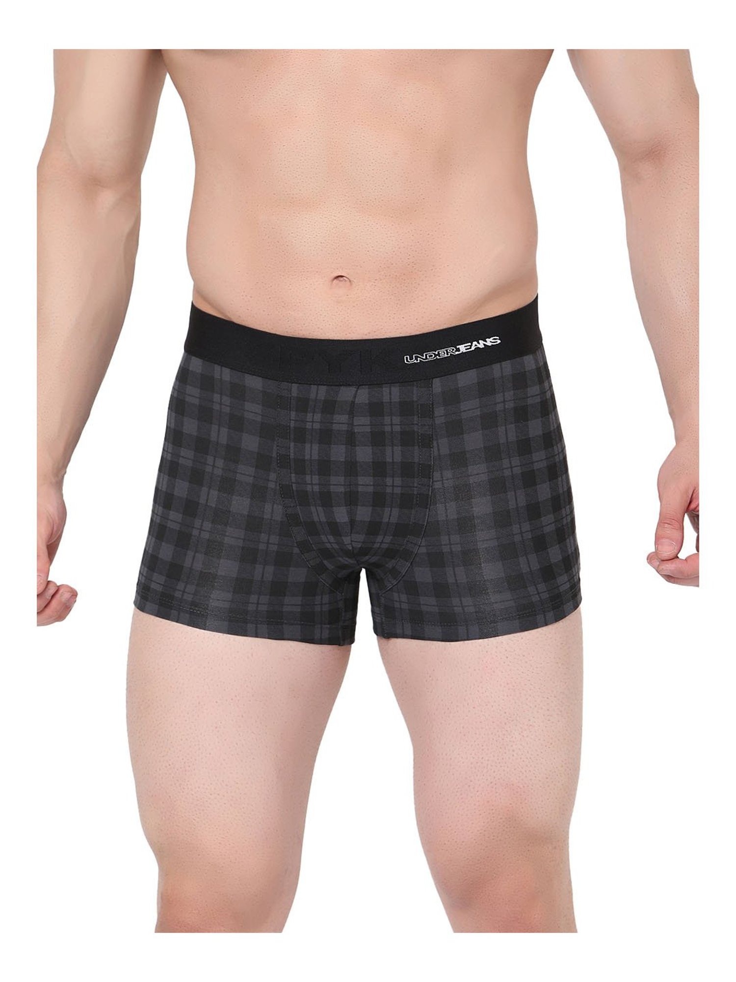 UnderJeans by Spykar Black Checks Trunks