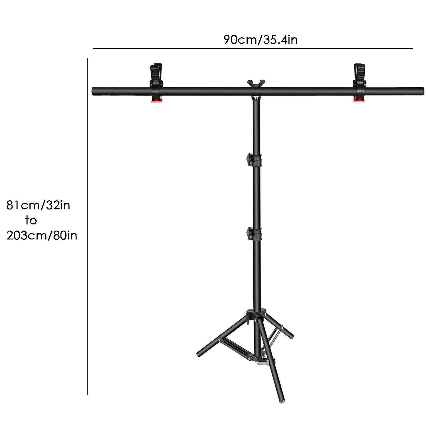 Neewer T-Shape Background Backdrop Support Stand Kit: 32-80 inches/81-203 Centimeters Adjustable Tripod Stand and 35.4 inches/90 Centimeters Crossbar with 2 Tight Clamps for Video Studio Photography