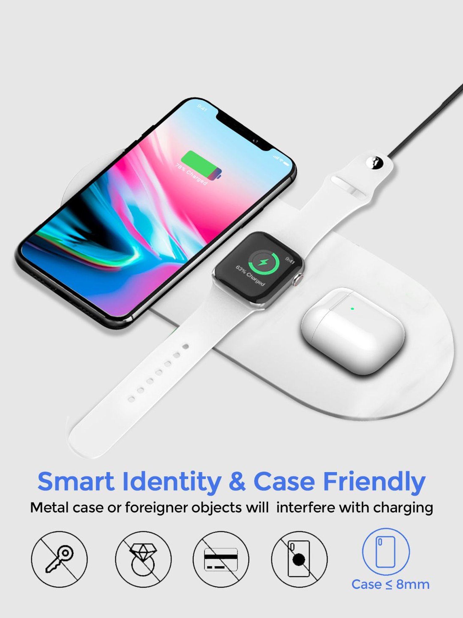 UNIGEN UNIDOCK 300 3-in-1 Wireless 15W Charging Mat Station (White)